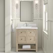 James Martin Vanities Breckenridge Whitewashed Oak 30" Single Vanity with White Zeus Quartz and Backsplash Top