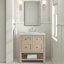 James Martin Vanities Breckenridge Whitewashed Oak 30" Single Vanity Carrara  Marble Top