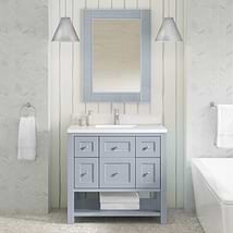 James Martin Vanities Breckenridge Serenity Blue 36" Single Vanity with White Zeus Quartz Top and Backsplash