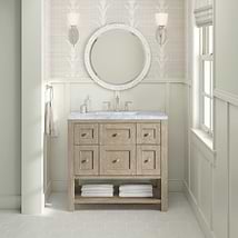 James Martin Vanities Breckenridge Whitewashed Oak 36" Single Vanity with Carrara Marble Top