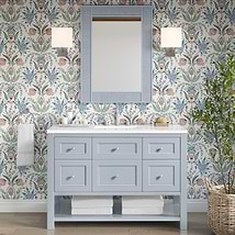James Martin Vanities Breckenridge Serenity Blue 48" Single Vanity with White Zeus Quartz Top