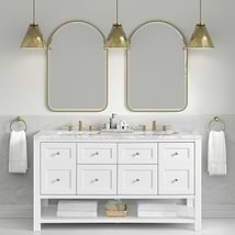 James Martin Vanities Breckenridge Bright White 60" Double Vanity with Carrara Marble Top