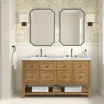 James Martin Vanities Breckenridge Light Natural Oak 60" Double Vanity with Carrara Marble Top