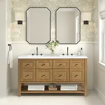 James Martin Vanities Breckenridge Light Natural Oak 60" Double Vanity with White Zeus Quartz Top