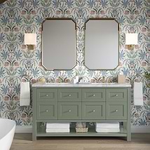 James Martin Vanities Breckenridge Smokey Celadon 60" Double Vanity with Carrara Marble Top