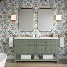 James Martin Vanities Breckenridge Smokey Celadon 60" Double Vanity with White Zeus Quartz Top