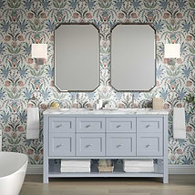 James Martin Vanities Breckenridge Serenity Blue 60" Double Vanity with Carrara Marble Top
