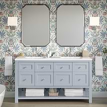 James Martin Vanities Breckenridge Serenity Blue 60" Double Vanity with White Zeus Quartz Top