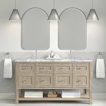 James Martin Vanities Breckenridge Whitewashed Oak 60" Double Vanity with Carrara Marble Top