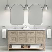 James Martin Vanities Breckenridge Whitewashed Oak 60" Double Vanity with White Zeus Quartz Top
