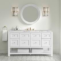 James Martin Vanities Breckenridge Bright White 60" Single Vanity with Carrara Marble Top