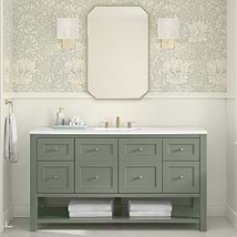 James Martin Vanities Breckenridge Smokey Celadon 60" Single Vanity with White Zeus Quartz Top