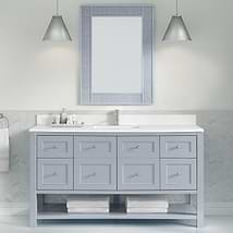 James Martin Vanities Breckenridge Serenity Blue 60" Single Vanity with White Zeus Quartz Top and Backsplash