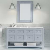 James Martin Vanities Breckenridge Serenity Blue 60" Single Vanity with White Zeus Quartz Top
