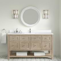 James Martin Vanities Breckenridge Whitewashed Oak 60" Single Vanity with White Zeus Quartz and Backsplash Top