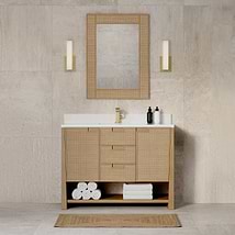 James Martin Vanities Solene Seaside Oak 48" Single Vanity with Zeus Quartz Top and Backsplash