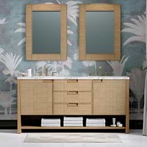 James Martin Vanities Solene Seaside Oak 72" Double Vanity with Carrara Marble Top