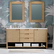 James Martin Vanities Solene Seaside Oak 72" Double Vanity with White Zeus Quartz Top