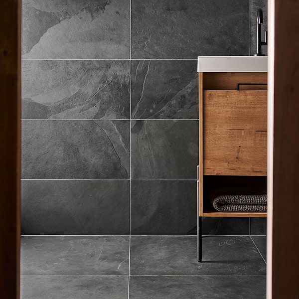 Brazilian Black 12x24 Natural Cleft Slate Tile