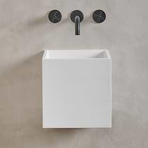Kuba Cotton White 14" Concrete Square Floating Sink by mudd.concrete
