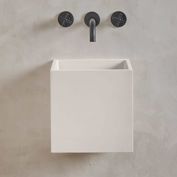 Kuba Mocha Cream 14" Concrete Square Floating Sink by mudd.concrete