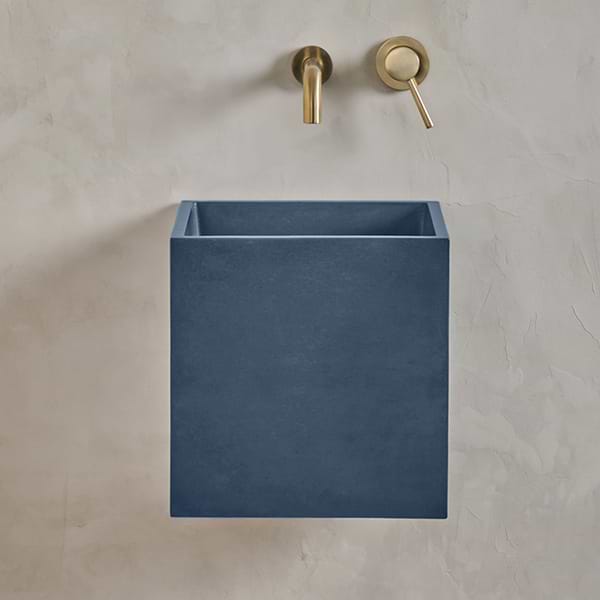 Kuba Denim Blue 14" Concrete Square Floating Sink by mudd.concrete