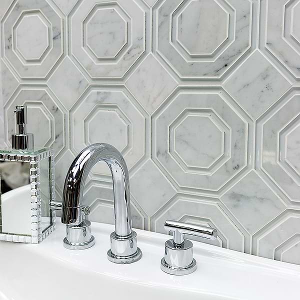 Helix Carrara Marble & Glass Tile