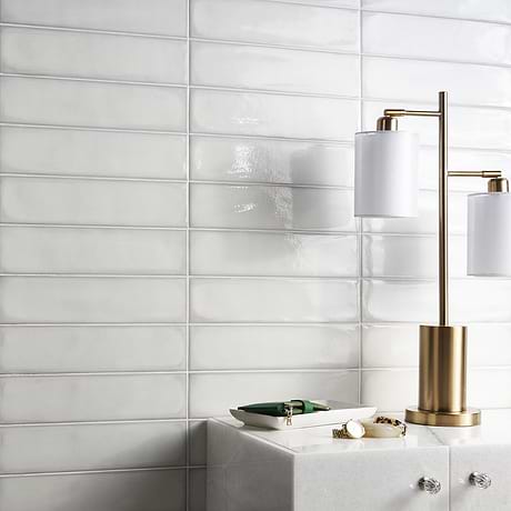 Stacy Garcia ArtBlock Bianco White 4x16 Glossy Porcelain Tile