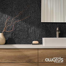Bansu Carved Black Jade 16x16 Textured Honed Marble Tile