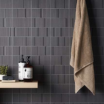 Division Antracite Black 8x16 Fluted 3D Matte Ceramic Wall Tile