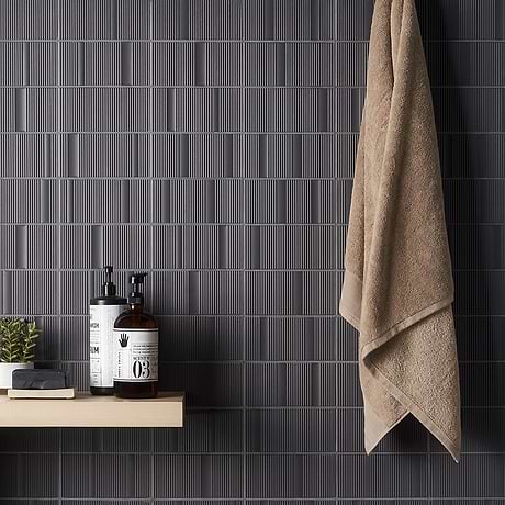 Division Antracite Black 8x16 Fluted 3D Matte Ceramic Wall Tile