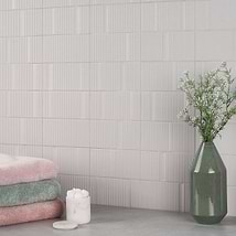 Division Silver 8x16 Fluted 3D Matte Ceramic Wall Tile