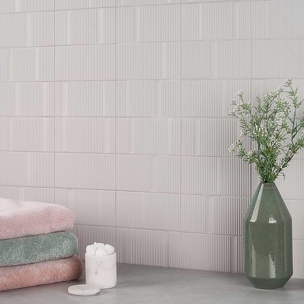 Division Silver 8x16 Fluted 3D Matte Ceramic Wall Tile