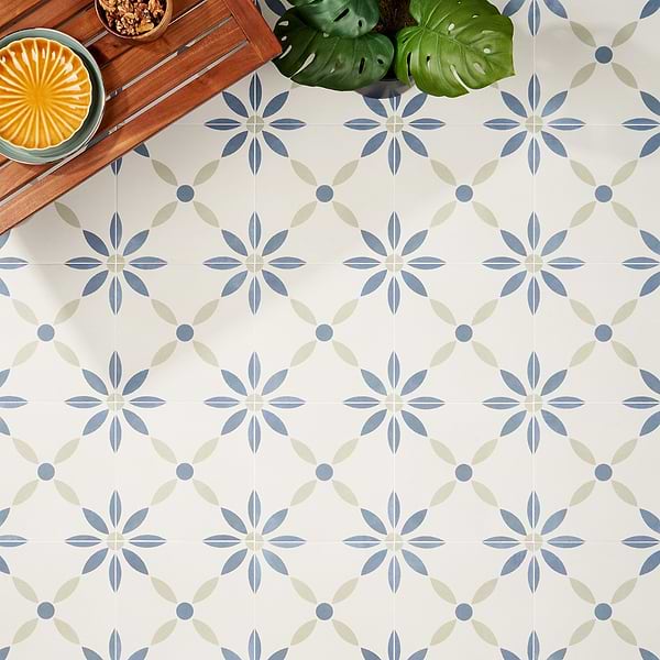 Lapaz White Flower 9x9 Matte Porcelain Tile