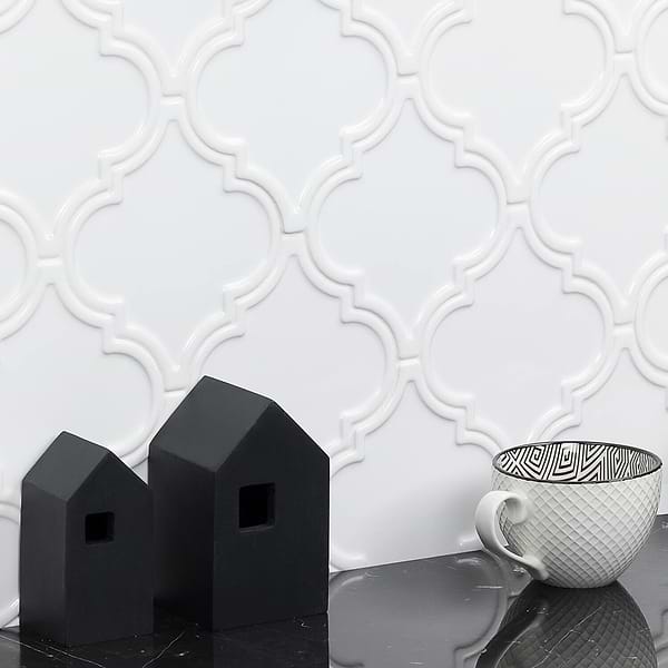 Byzantine Arabesque Bianco Ceramic Wall Tile