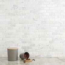 Asian Statuary 2x4" Beveled Brick Polished Marble Mosaic Tile