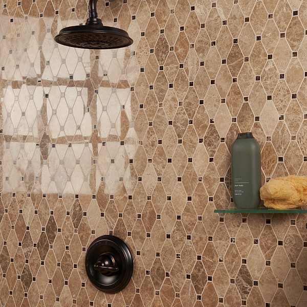 Octave Light Brown With Dark Emperador 2x4 Marble Polished Mosaic Tile