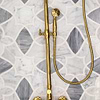 Elysian Carrara Gray Polished Marble Mosaic; in White + Gray Carrara & Bardiglio & Thassos; for Backsplash, Bathroom Floor, Bathroom Wall, Commercial Floor, Floor Tile, Kitchen Floor, Kitchen Wall, Outdoor Wall, Shower Floor, Shower Wall, Wall Tile; in Style Ideas Art Deco, Mid Century, Transitional, Whimsical