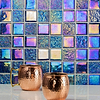 Laguna Iridescent Indigo Blue 2x2 Polished Glass Mosaic; in Indigo Glass; for Backsplash, Bathroom Floor, Bathroom Wall, Floor Tile, Kitchen Floor, Kitchen Wall, Outdoor Wall, Pool Tile, Shower Floor, Shower Wall, Wall Tile; in Style Ideas Beach, Classic, Contemporary
