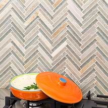 Emperial Roman Crystal Springs 1x4 Herringbone Marble & Glass Mosaic Tile