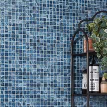 Swim Bali Blue 1x1 Glossy Glass Mosaic Tile