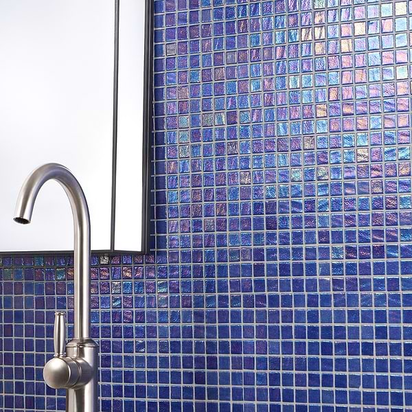 Sample-Swim Blue Lagoon 1x1 Glass Polished Mosaic Tile