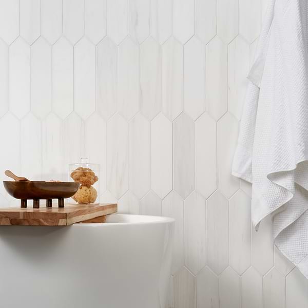 Bianco Dolomite White 3x12 Picket Premium Honed Marble Tile