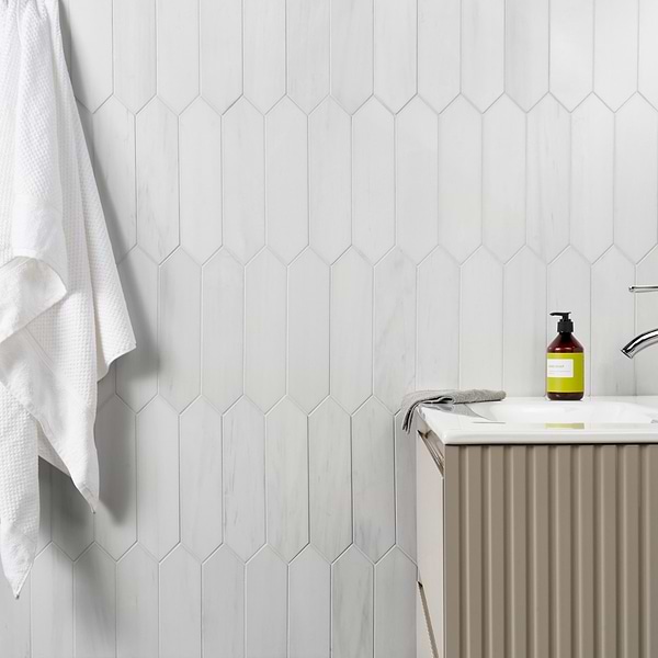 Bianco Dolomite White 3x12 Picket Premium Polished Marble Tile