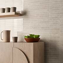 Botticino Extra Light Beige 1x6 Stacked Polished Marble Mosaic Tile