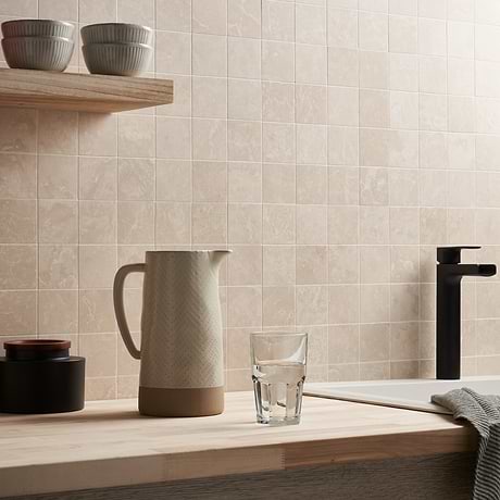 Botticino Extra Light Beige 3x3 Honed Marble Mosaic Tile