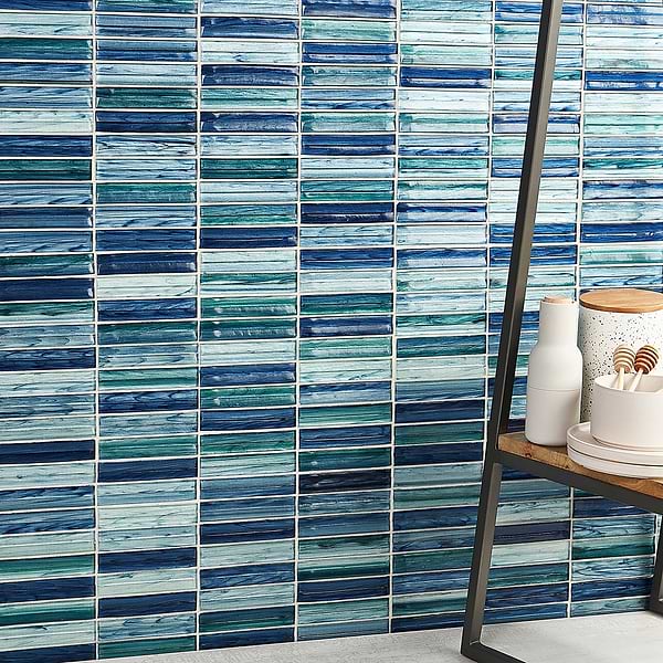 Maya Stacked Aqua Mosaic Tile 