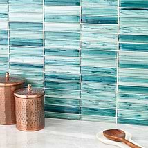 Maya Stacked Teal Green 1x5 Polished Glass Mosaic Tile