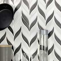 Nabi Sprig Gunmetal Marble and Crackled Glass Tile