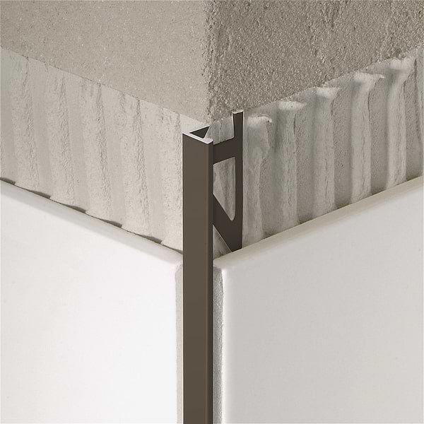 Essential Anodized Aluminum Titanium Bronze 3/8" L-Shape Tile Edge Protector Trim